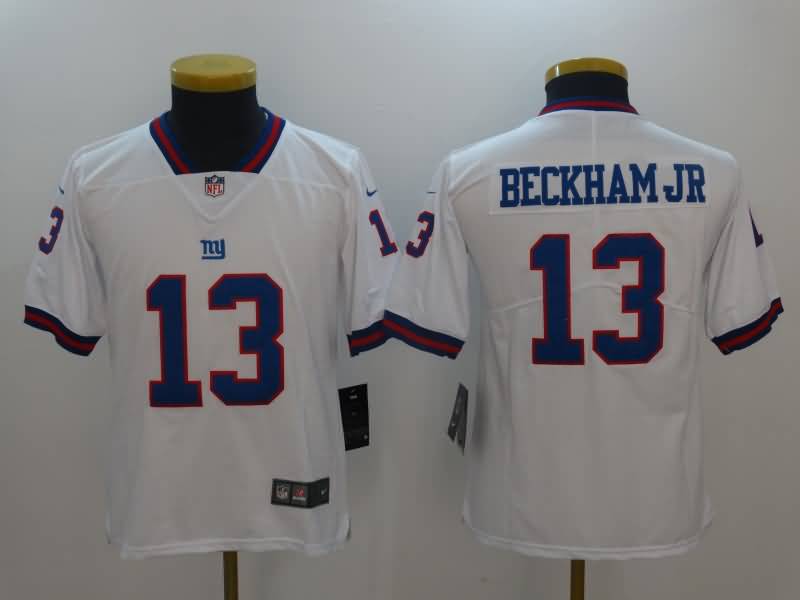 New York Giants Kids BECKHAM JR #13 White NFL Jersey 02