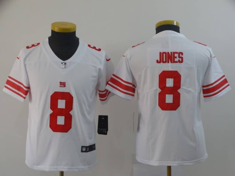 New York Giants Kids JONES #8 White NFL Jersey