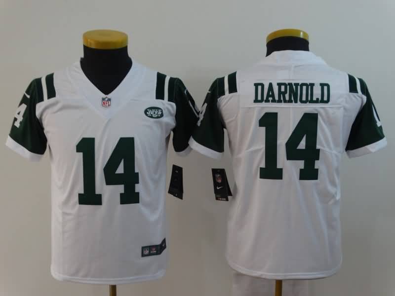 New York Jets Kids DARNOLD #14 White NFL Jersey 02