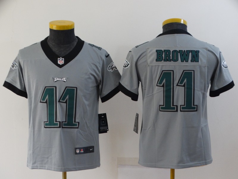 Philadelphia Eagles Kids BROWN #11 Grey Inverted Legend NFL Jersey