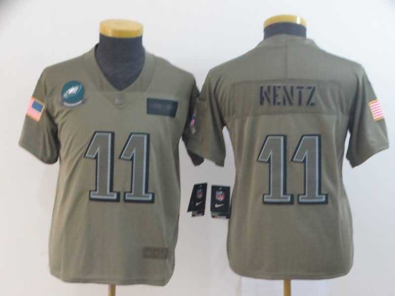 Philadelphia Eagles Kids WENTZ #11 Olive Salute To Service NFL Jersey