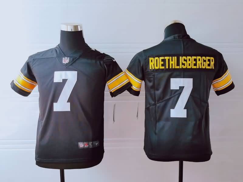 Pittsburgh Steelers Kids ROETHLISBERGER #7 Black NFL Jersey 02