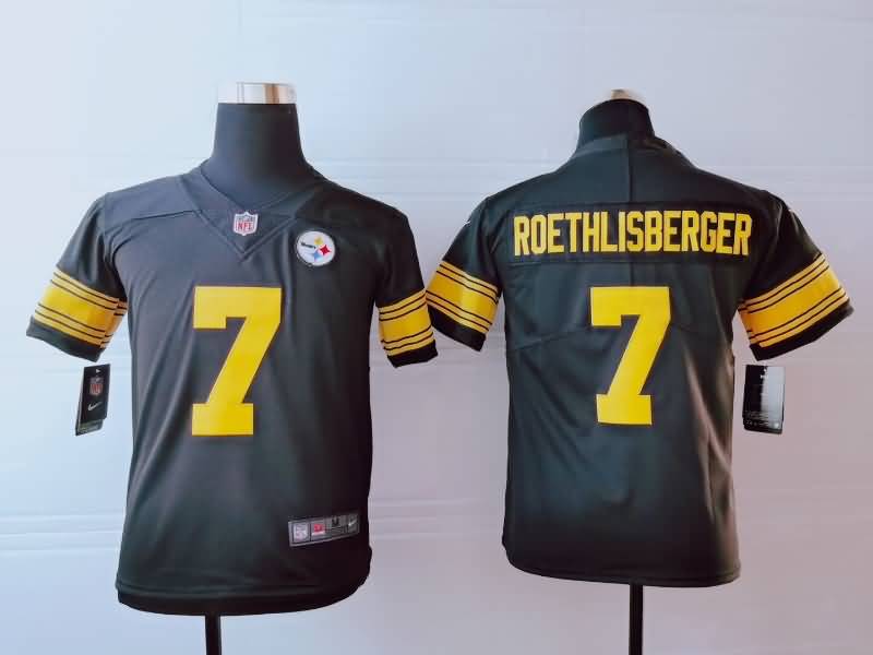 Pittsburgh Steelers Kids ROETHLISBERGER #7 Black NFL Jersey 03