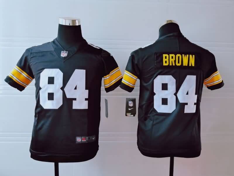 Pittsburgh Steelers Kids BROWN #84 Black NFL Jersey 02