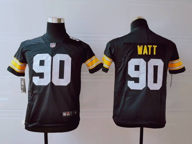 Pittsburgh Steelers Kids WATT #90 Black NFL Jersey 02