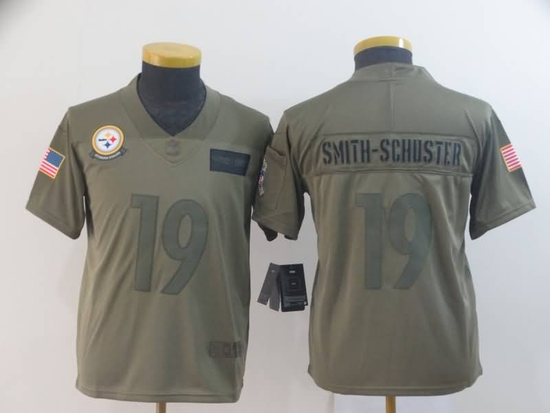 Pittsburgh Steelers Kids SMITH-SCHUSTER #19 Olive Salute To Service NFL Jersey