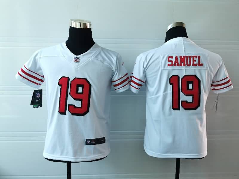 San Francisco 49ers Kids SAMUEL #19 White Retro NFL Jersey