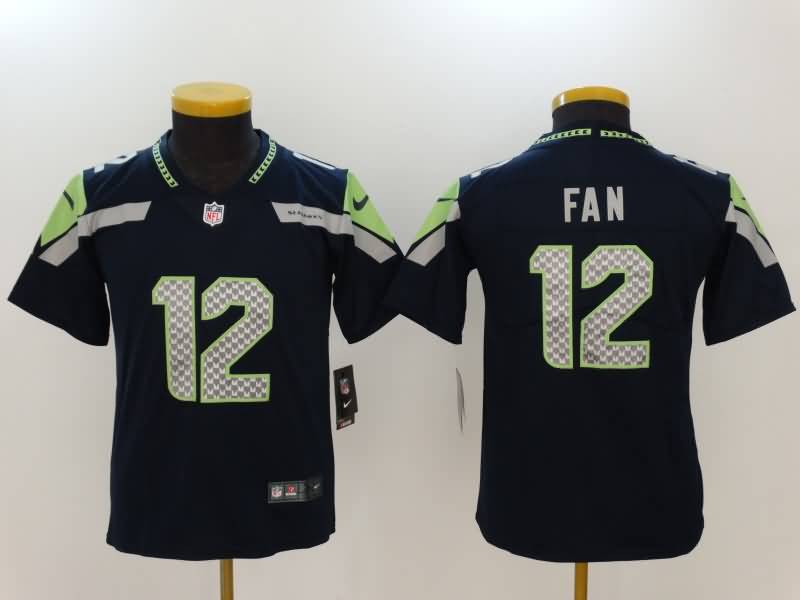 Seattle Seahawks Kids FAN #12 Dark Blue NFL Jersey