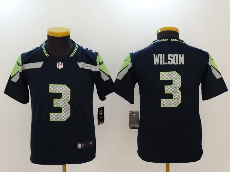 Seattle Seahawks Kids WILSON #3 Dark Blue NFL Jersey