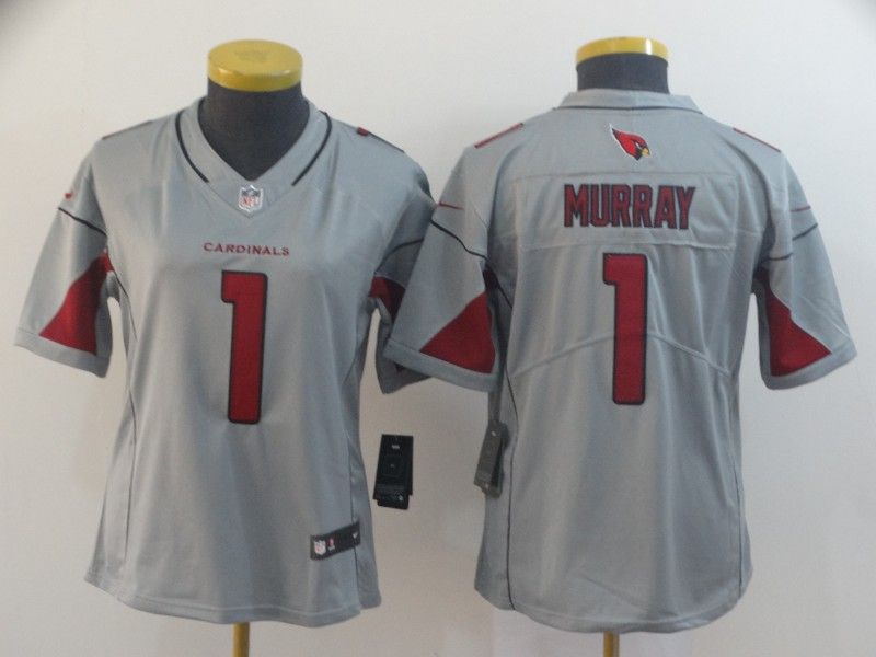 Arizona Cardinals MURRAY #1 Grey Inverted Legend Women NFL Jersey