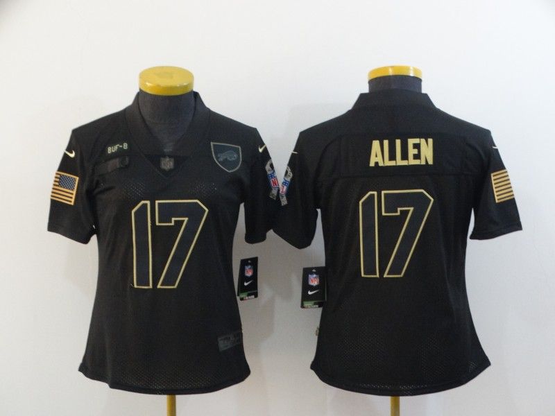 Buffalo Bills ALLEN #17 Black Gold Salute To Service Women NFL Jersey