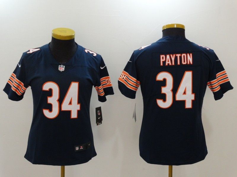 Chicago Bears PAYTON #34 Dark Blue Women NFL Jersey