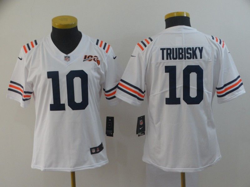 Chicago Bears TRUBISKY #10 White Women NFL Jersey