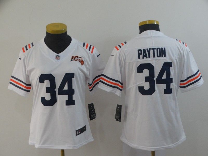 Chicago Bears PAYTON #34 White Women NFL Jersey