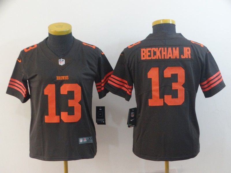 Cleveland Browns BECKHAM JR #13 Brown Women NFL Jersey 02