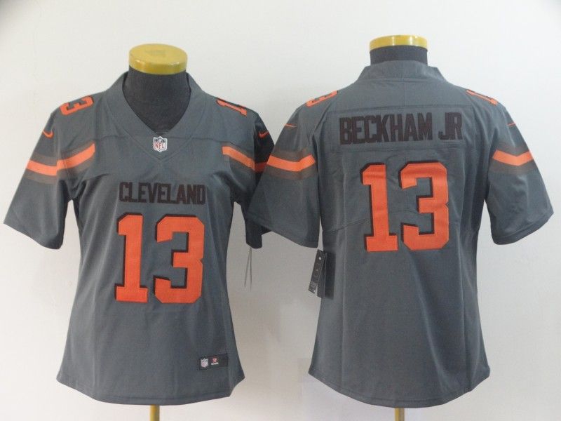 Cleveland Browns BECKHAM JR #13 Grey Inverted Legend Women NFL Jersey