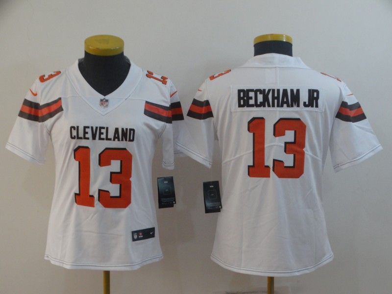 Cleveland Browns BECKHAM JR #13 White Women NFL Jersey