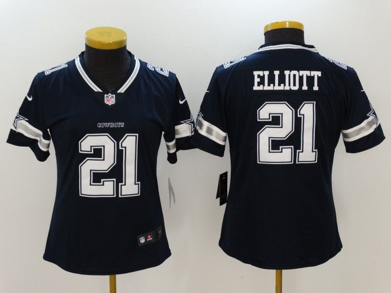 Dallas Cowboys ELLIOTT #21 Dark Blue Women NFL Jersey 02