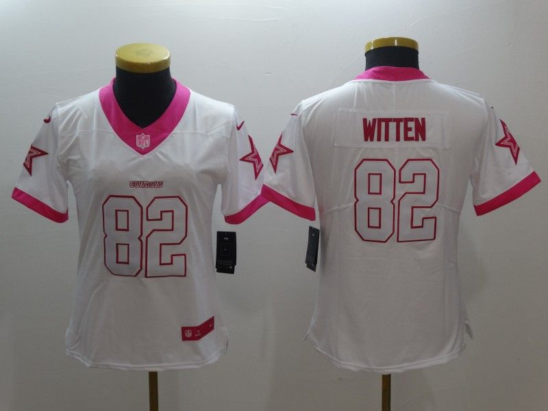 Dallas Cowboys WITTEN #82 White Fashion Women NFL Jersey