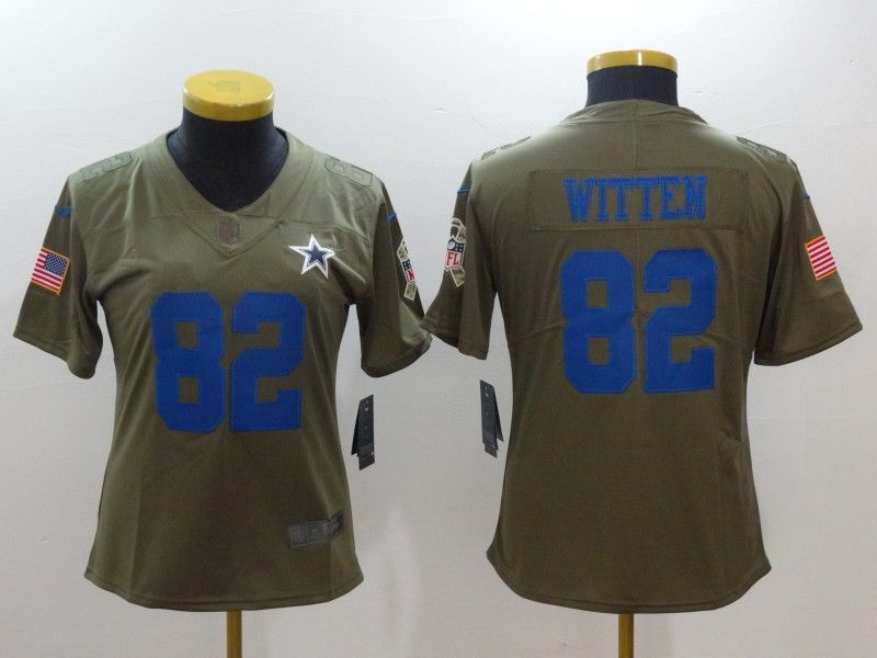 Dallas Cowboys WITTEN #82 Olive Salute To Service Women NFL Jersey