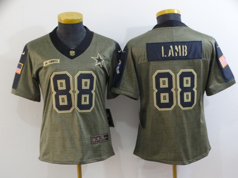 Dallas Cowboys LAMB #88 Olive Salute To Service Women NFL Jersey