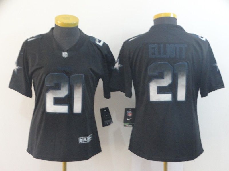 Dallas Cowboys ELLIOTT #21 Black Smoke Fashion Women NFL Jersey