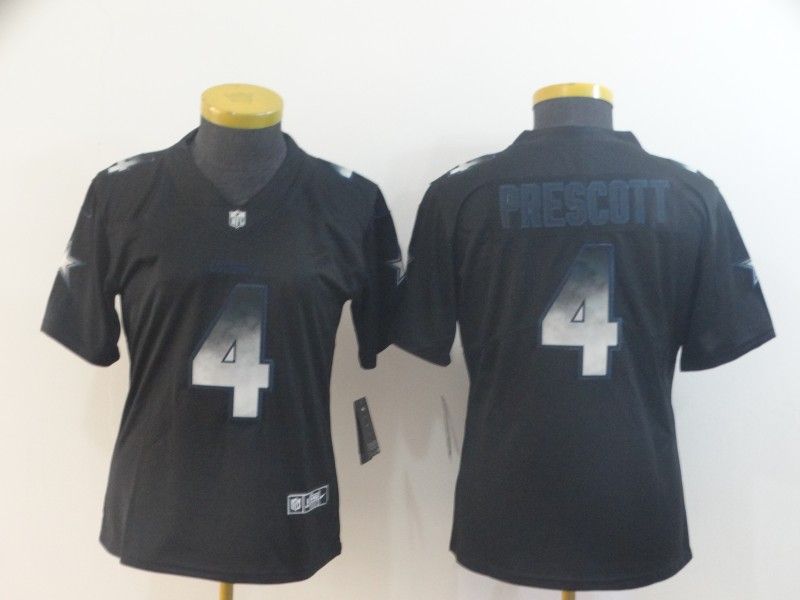 Dallas Cowboys PRESCOTT #4 Black Smoke Fashion Women NFL Jersey