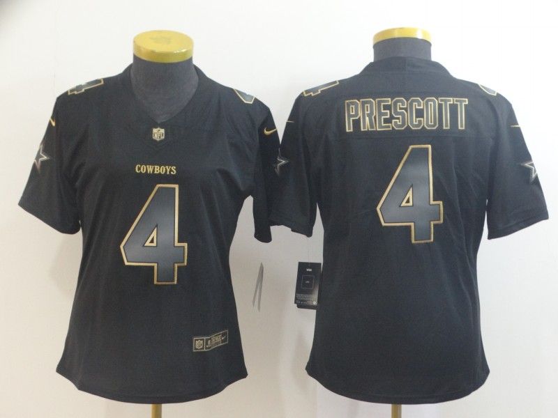 Dallas Cowboys PRESCOTT #4 Black Gold Vapor Limited Women NFL Jersey