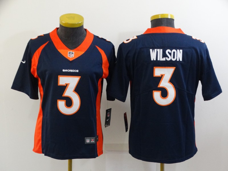 Denver Broncos WILSON #3 Dark Blue Women NFL Jersey
