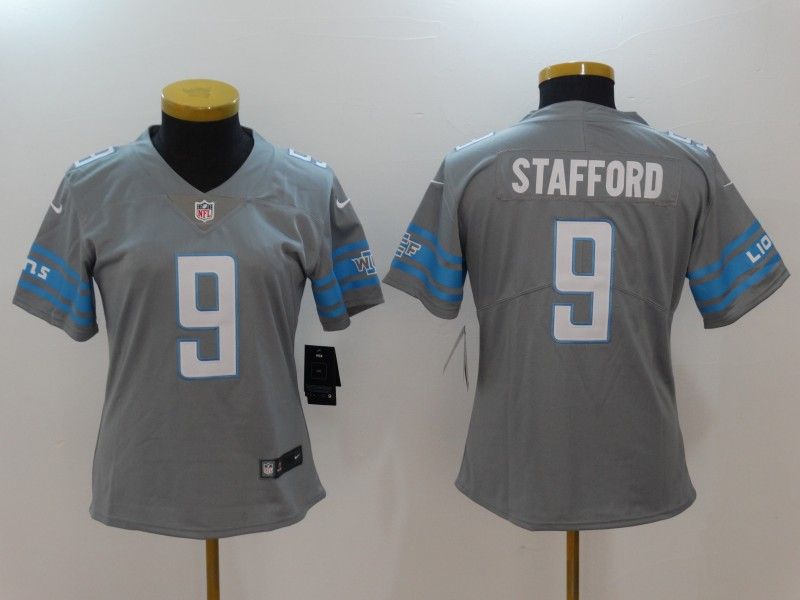 Detroit Lions STAFFORD #9 Grey Women NFL Jersey