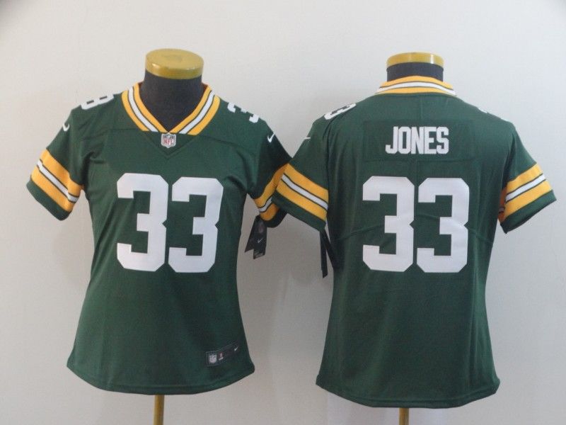 Green Bay Packers JONES #33 Green Women NFL Jersey