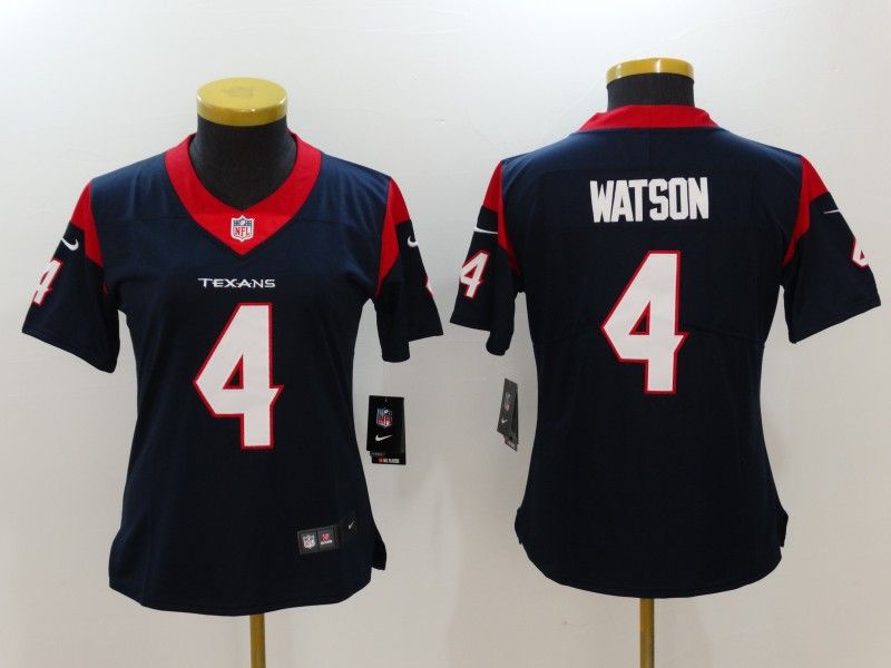 Houston Texans WATSON #4 Dark Blue Women NFL Jersey 02