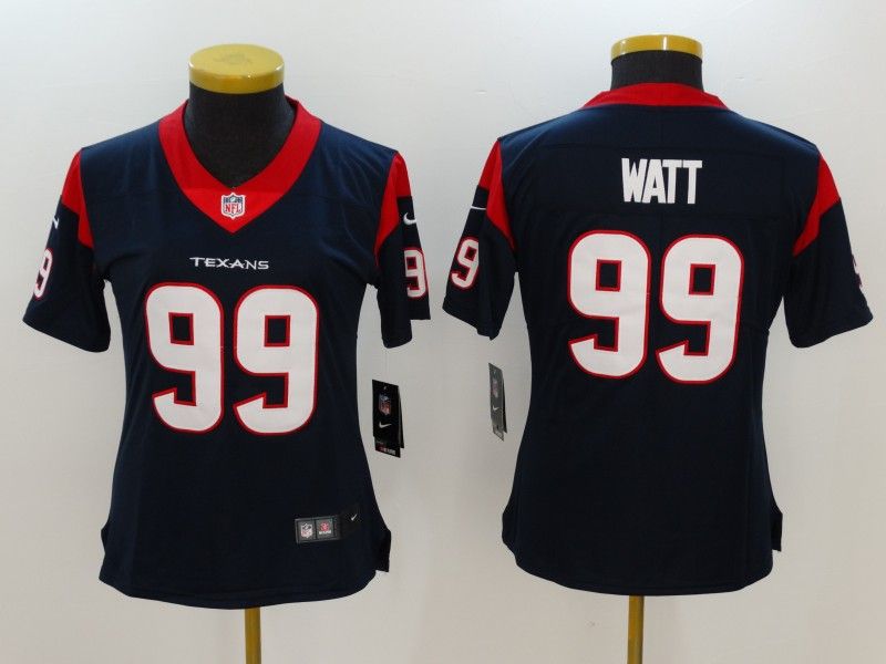 Houston Texans WATT #99 Dark Blue Women NFL Jersey