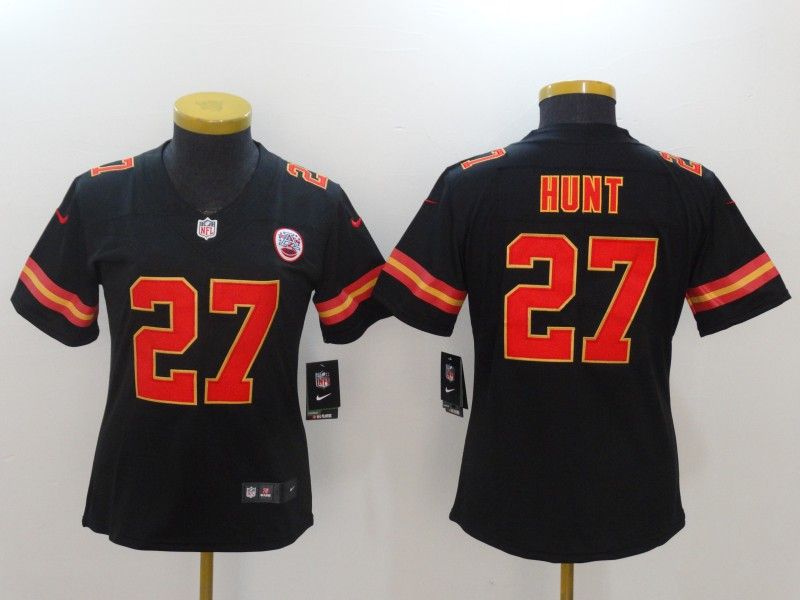 Kansas City Chiefs HUNT #27 Black Women NFL Jersey