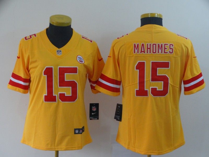 Kansas City Chiefs MAHOMES #15 Yellow Inverted Legend Women NFL Jersey