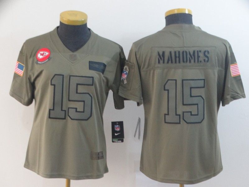 Kansas City Chiefs MAHOMES #15 Olive Salute To Service Women NFL Jersey