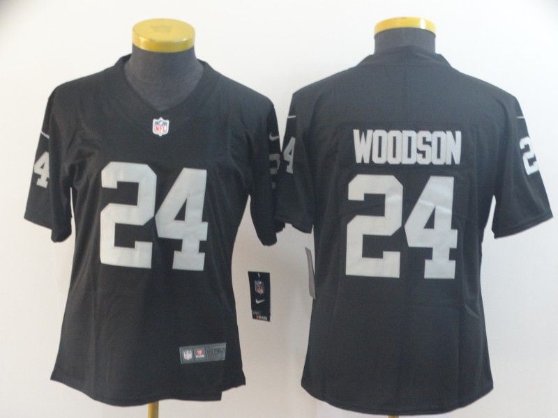 Las Vegas Raiders WOODSON #24 Black Women NFL Jersey