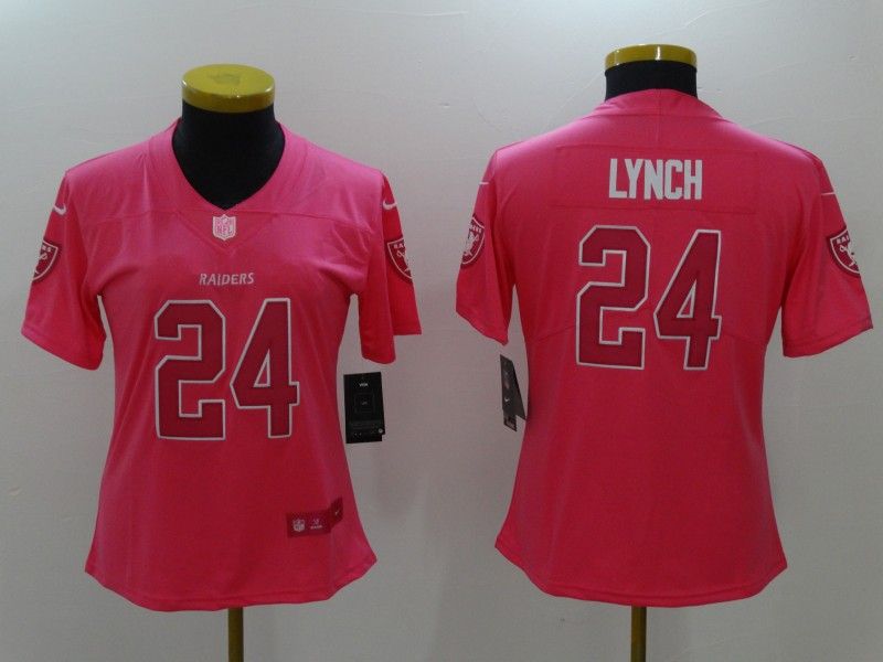 Las Vegas Raiders LYNCH #24 Pink Fashion Women NFL Jersey