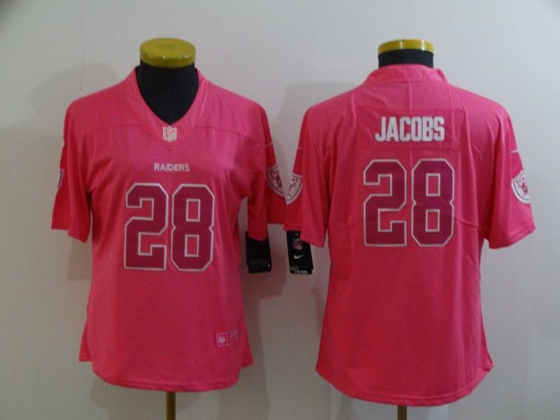 Las Vegas Raiders JACOBS #28 Pink Fashion Women NFL Jersey
