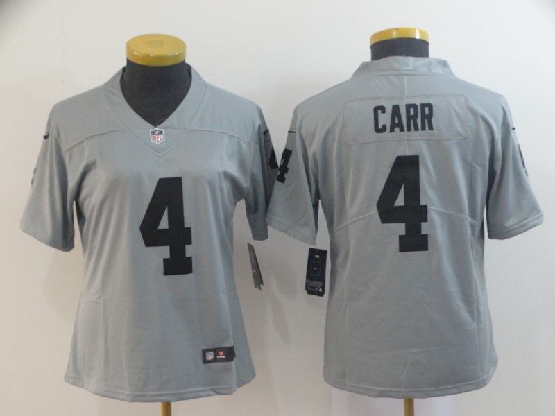 Las Vegas Raiders CARR #4 Grey Inverted Legend Women NFL Jersey