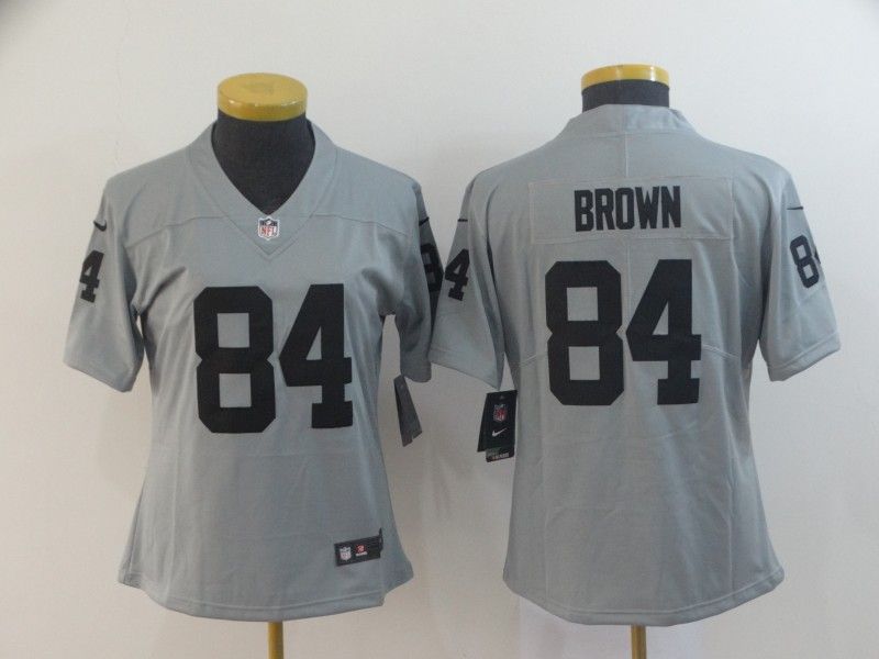 Las Vegas Raiders BROWN #84 Grey Inverted Legend Women NFL Jersey