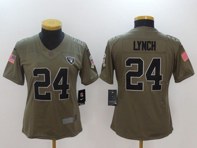 Las Vegas Raiders LYNCH #24 Olive Salute To Service Women NFL Jersey