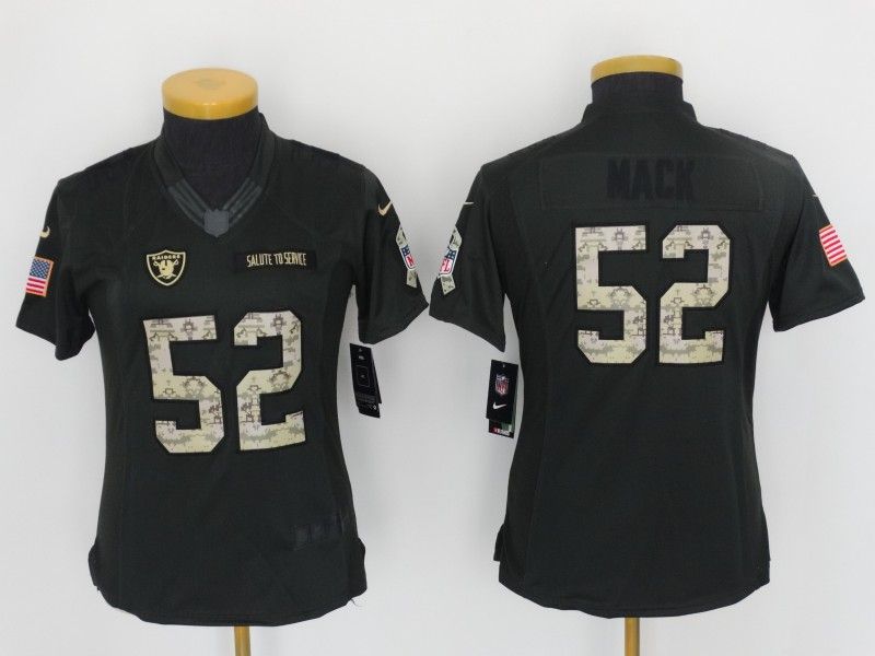 Las Vegas Raiders MACK #52 Olive Salute To Service Women NFL Jersey 02