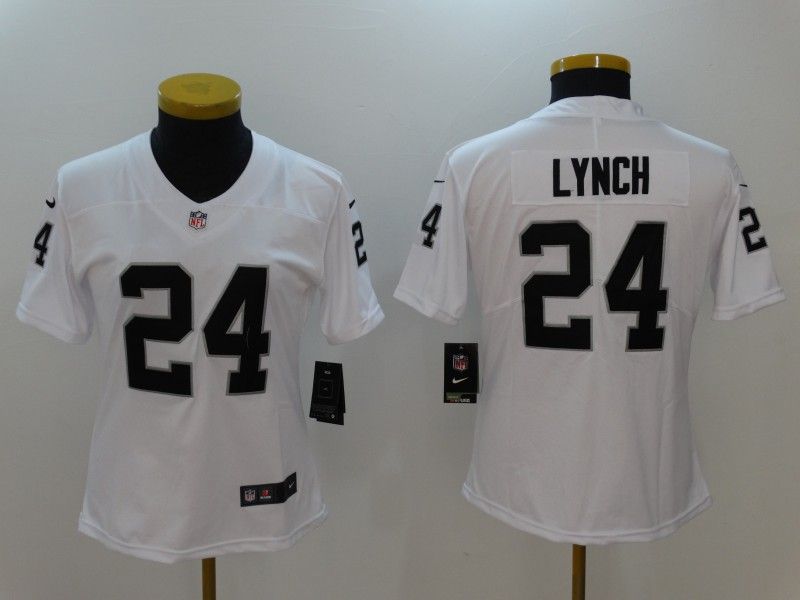 Las Vegas Raiders LYNCH #24 White Women NFL Jersey