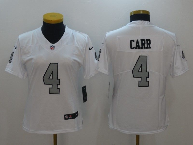 Las Vegas Raiders CARR #4 White Women NFL Jersey 02