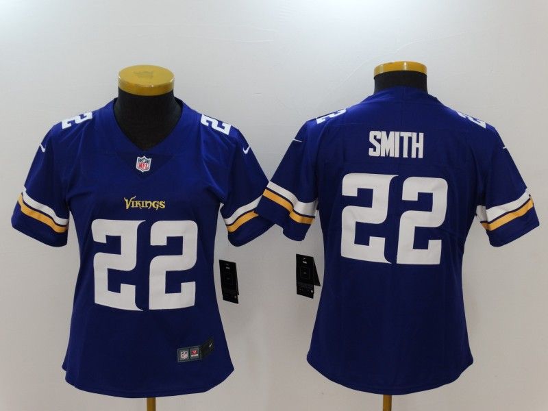 Minnesota Vikings SMITH #22 Blue Women NFL Jersey