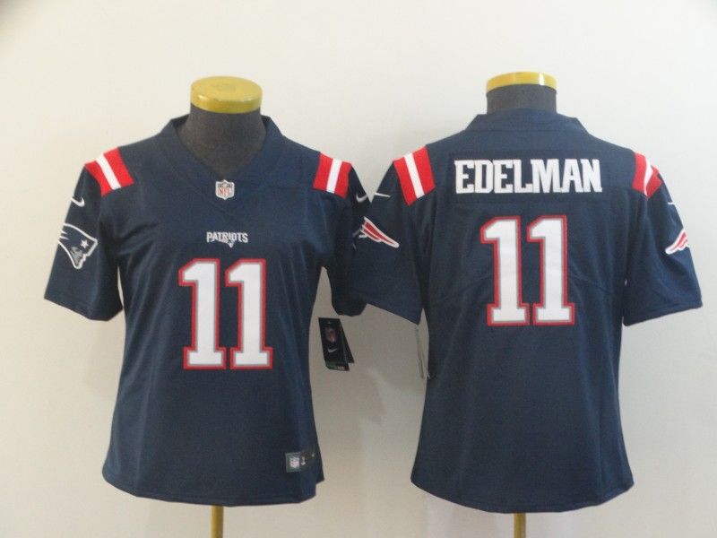 New England Patriots EDELMAN #11 Dark Blue Women NFL Jersey