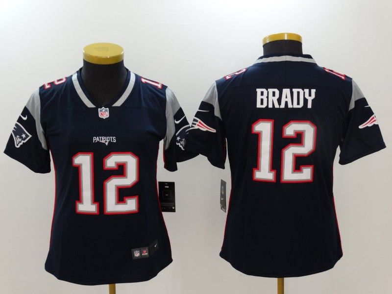 New England Patriots BRADY #12 Dark Blue Women NFL Jersey