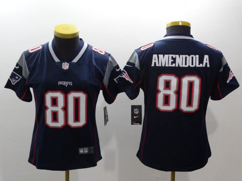 New England Patriots AMENDOLA #80 Dark Blue Women NFL Jersey 02