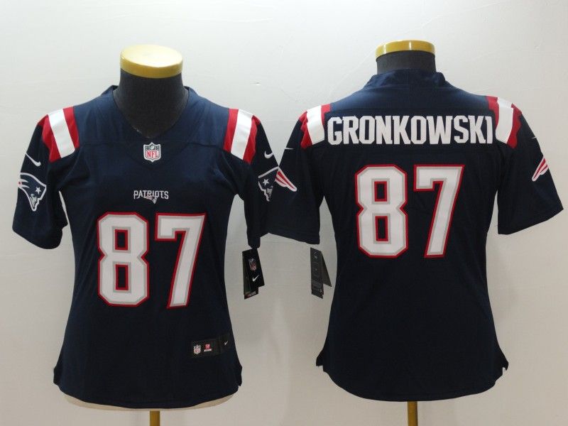 New England Patriots GRONKOWSKI #87 Dark Blue Women NFL Jersey 02